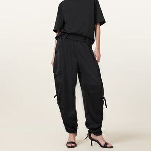 All Saints | Kaye Relaxed Fit Drawcord Pants | Satin Black | Medium | NWOT